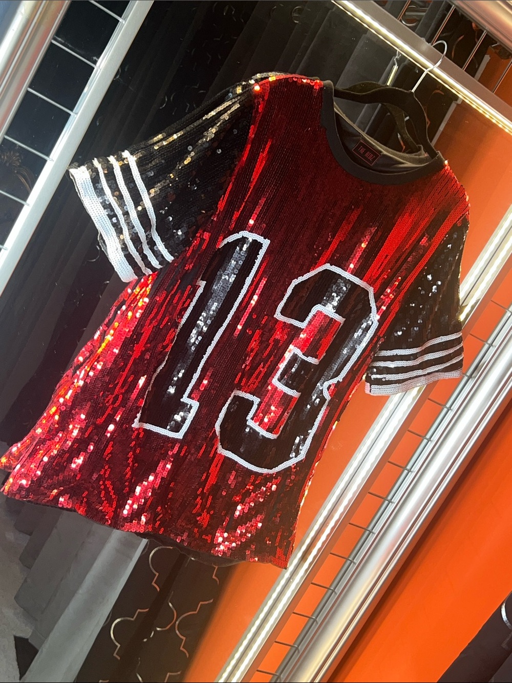 🏈 ✨ Rare THE REDZ Oversized Sequin "13" Varsity Jersey Dress One Size ✨ 🏈